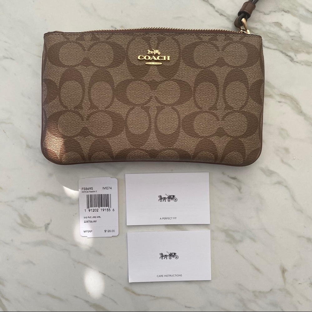 Brown/Khaki COACH Wristlet/Wallet - Brand New